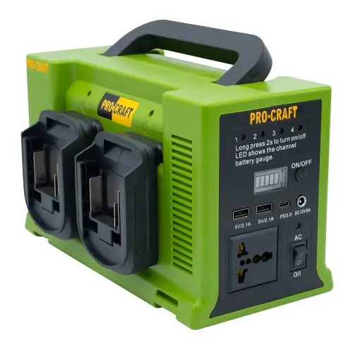 Invertor portabil pe acumulator PROCRAFT PSI20 330 W, 12 V / 5 A, Lanternă LED integrată: 10 W / 6 W