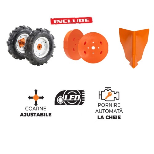 Motocultor Ruris 918K, 18 CP, 460 CC, 4 timpi, 3 viteze, 1100 mm latime lucru