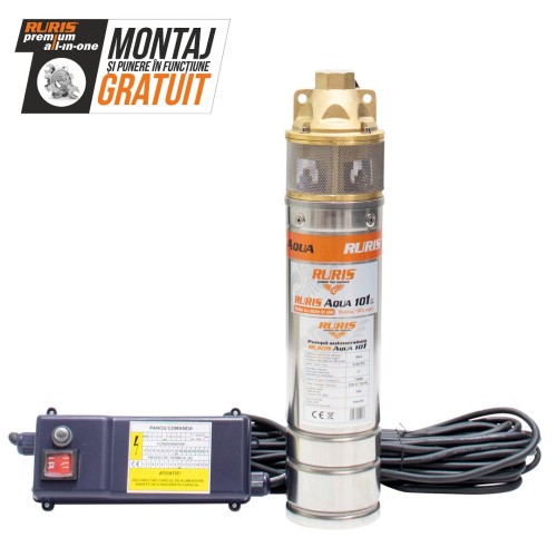 Pompa submersibila RURIS AQUA 101, pentru apa curata, 750 W, inaltime maxima refulare 60 m, debit 2.4 mc/h, carcasa inox