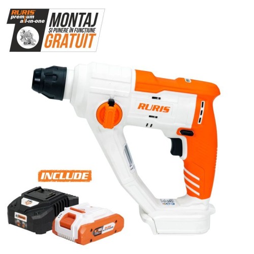 Ciocan rotopercutor pe acumulator RURIS RMX 2813 POWER ALFA UP {contine acumulator 4Ah+incarcator}