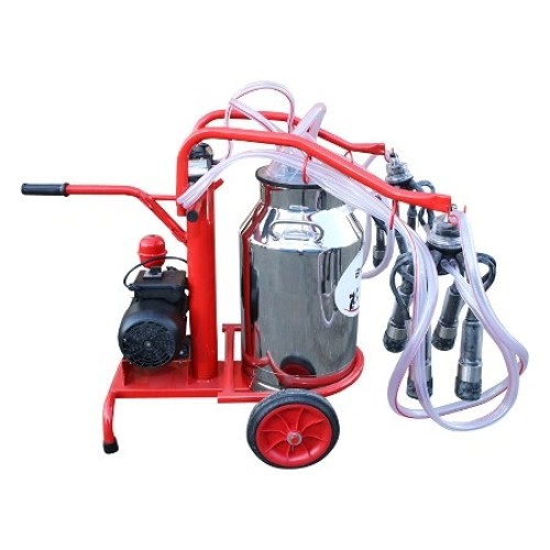 Aparat de muls vaci 2 posturi bidon 40L inox cu vid in cadru(vacuum) Breckner Germany