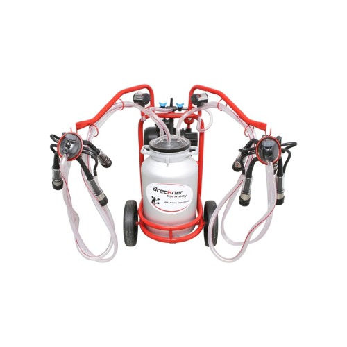Aparat de muls vaci cu 2 posturi, bidon aluminiu 40L, rezervor vid si pompa uscata Breckner Germany