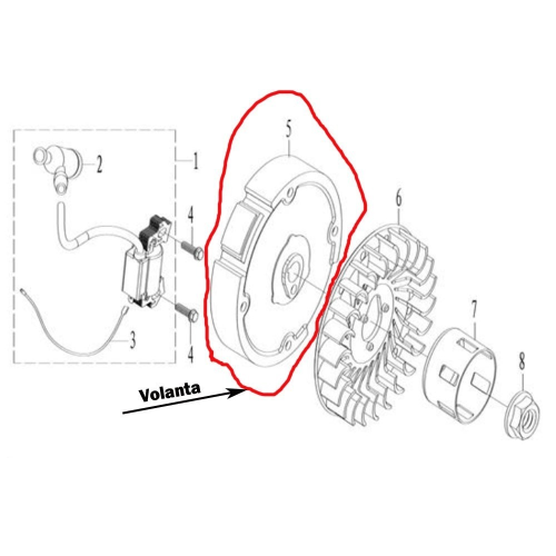 Volanta motor 168f RURIS PS168f-10-5, pentru motosape Ruris 6 cp, 6.5 cp, 7 cp