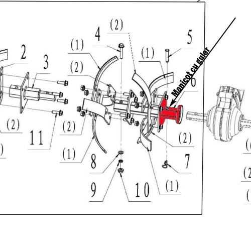 Manicot cu guler RURIS, PS6500k-7-6, pentru motosapa Ruris 6 cp, 6.5 cp, 7 cp