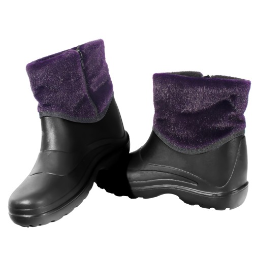 Cizme din PVC Femei Mov/Negru SET 10 PERECHI , Impermeabile, Antiderapante, Captuseala sintetica