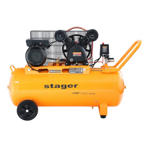 Stager Air 32C100 compresor aer, 100L, 10bar, 324L/min, monofazat, angrenare curea