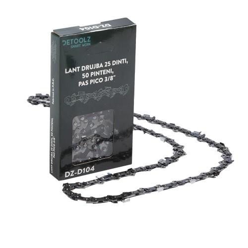 Lant drujba Detoolz, lungime 16'', pas 3/8'', grosime 1.3mm, 50 pinteni, 25 dinti, full chisel