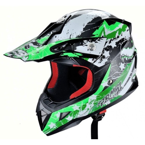 Casca moto ATV integrala HECHT 54915XS, design mozaic, material ABS, marime XS 53-54 cm, verde