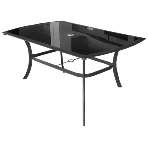 Masa pentru gradina si terasa HECHT SHADOW TABLE, blat din sticla neagra securizata, cadru din otel-aluminiu, 150 x 90 x 72 cm