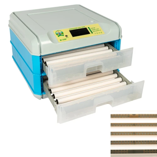 Incubator electric Micul Fermier capacitate 128 oua, 2 etaje, alimentare 220V/12V