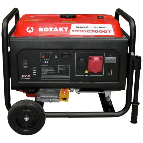 Generator De Curent Pe Benzină Rotakt ROGE7000T 6.8 kW, Trifazic, AVR, Voltmetru, Ieșire De 12V, Consum 3,12 l/h