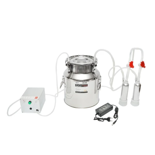 Aparat de muls 60W, 220V cu 1 post si bidon de inox 14L pentru capre si oi