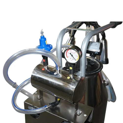 Aparat de muls vaci 1 post 650W, bidon inox 25L, grup de muls cu 4 mansoane, presiune vid 45-50 kPa, pulsatii 60-80 cpm