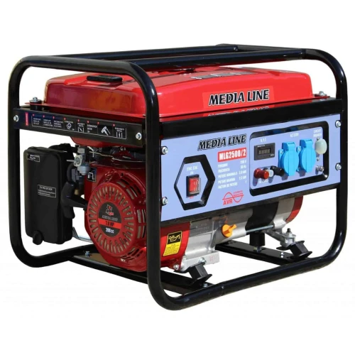 Generator de curent monofazat MLG 2500/2 Media Line , putere maxima 2,2 kVA, pornire la sfoara, rezervor 15 L ,AVR cu perii