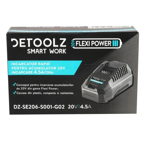 Incarcator rapid, Detoolz, pentru acumulator 20V, incarcare 4.5A/h