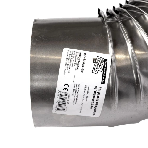 Cot pentru soba pe lemne 90˚ ø120mm 0.3mm Zincat