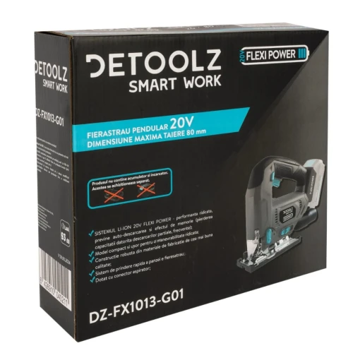 Fierastrau pendular Detoolz, 20V, dimensiune maxima taiere 80mm (fara acumulator si incarcator) 