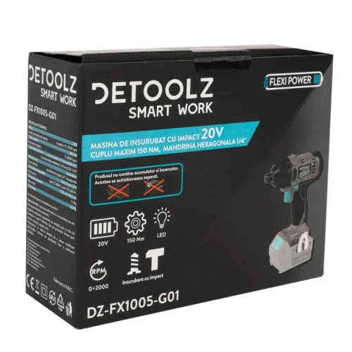 Masina de insurubat cu impact 20V, cuplu maxim 150 Nm, mandrina hexagonala 1/4" (fara acumulator si incarcator) 