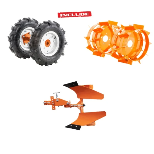 Motosapa RURIS 701KS, 7 CP, roti cauciuc, plug reversibil, roti metalice 400, RURIS