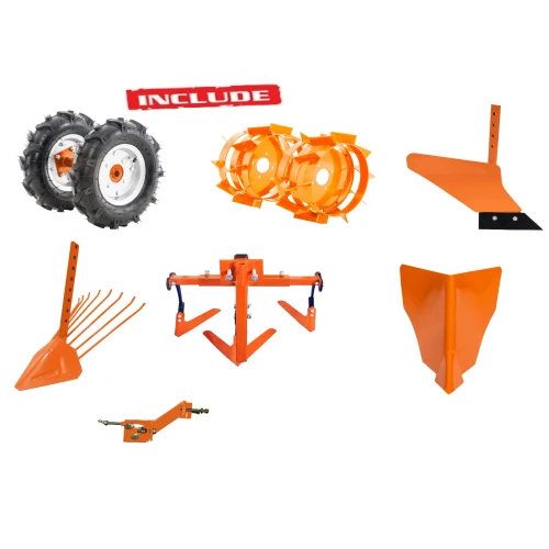 Motosapa RURIS DAC 7000ACC3, roti cauciuc 4.00-8, rarita, plug, adaptor, dispozitiv scos cartofi, roti metalice 400, cultivator