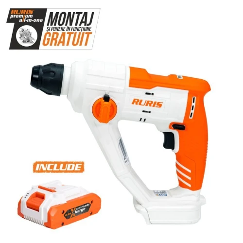 Ciocan rotopercutor pe acumulator RURIS RMX 1210 POWER ALFA UP {contine acumulator 4Ah+incarcator}