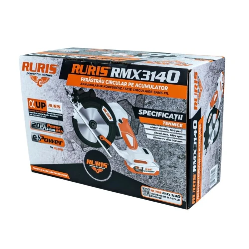 Ferastrau circular pe acumulator RURIS RMX 3140 POWER ALFA UP {contine acumulator 4Ah+incarcator}