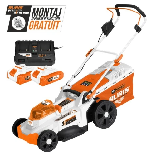 Masina de tuns gazon pe Acumulator RURIS RXI 4344e power alfa up {contine 2 acumulatori+incarcator dublu}