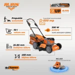 Masina de tuns gazon pe acumulator RURIS RXI RXRI4645Ae, latime taiere 460 mm, inaltime de lucru 25-80 mm, cu acumulator Li-Ion 20 V 5 Ah, incarcator