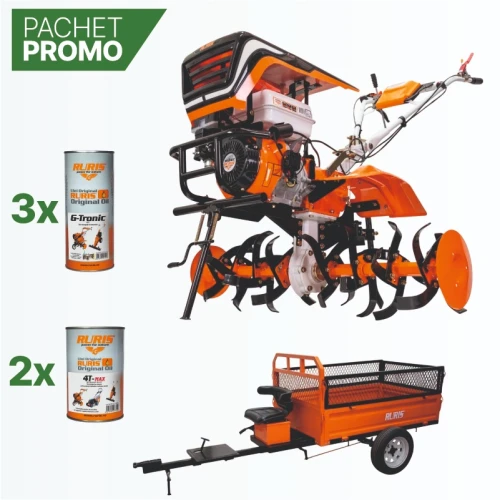 Pachet Profesional RURIS – Motosapătoare + Remorcă + Uleiuri (Motor & Transmisie)
