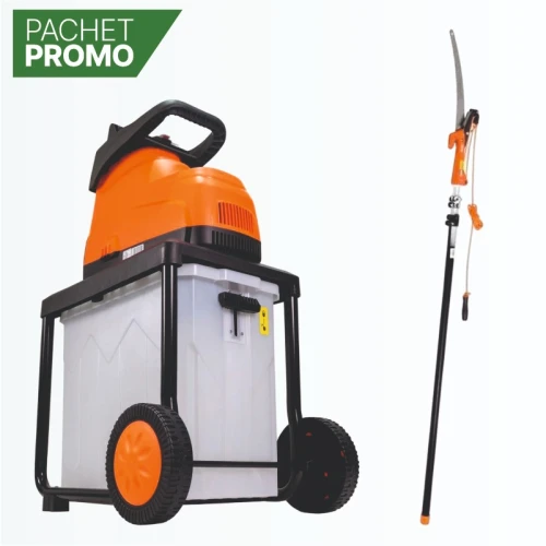 Pachet Întreținere Grădină - Tocător RURIS ST200S (2800W) + Fierăstrău/Foarfecă HECHT 900375 (telescopic)