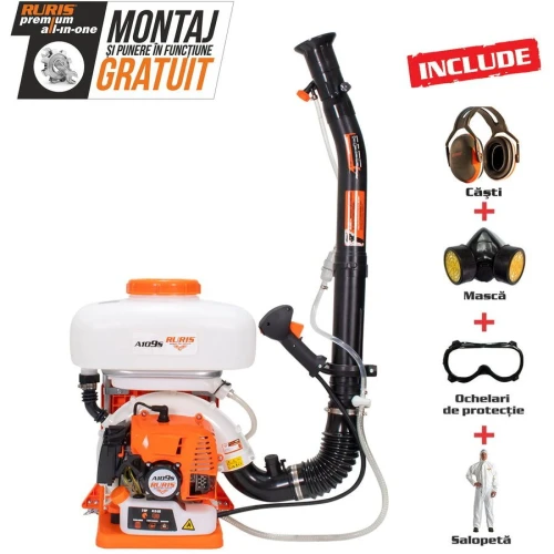Atomizor A109S RURIS, echipament de lucru profesional, masca, ochelari, salopeta, casti,  3 CP, RURIS