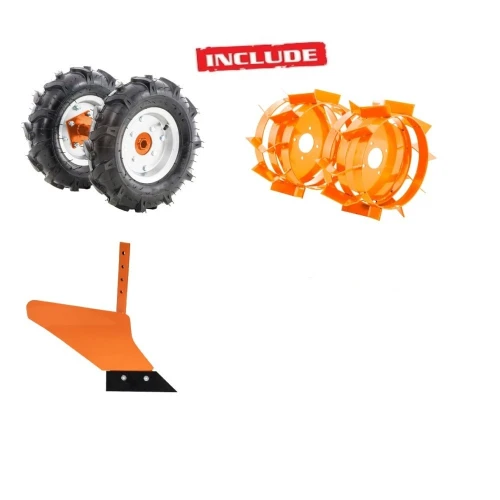 Motosapa RURIS 7500ACC4, roti cauciuc 4.00-8, plug, adaptor, roti metalice 350