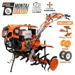 Motocultor RURIS 1300KS, benzina, 13CP, roti de cauciuc, roti metalice, plug reversibil, 