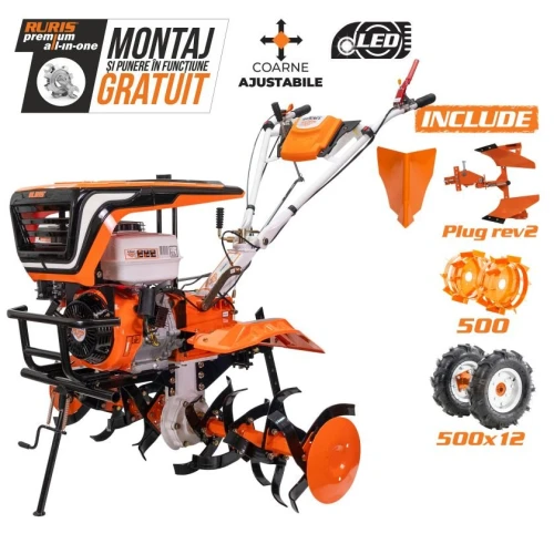 Motocultor RURIS 915ACC, 15 CP, 420 CC, 4 timpi, 3 viteze, 1100 mm latime lucru