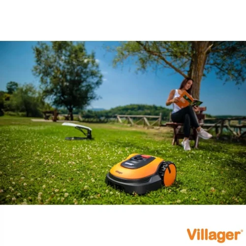 Robot de tuns iarba VILLAGER Villybot 2.0, cu acumulator Li-ion, 18 V, 2.5 Ah, latime de taiere 18 cm