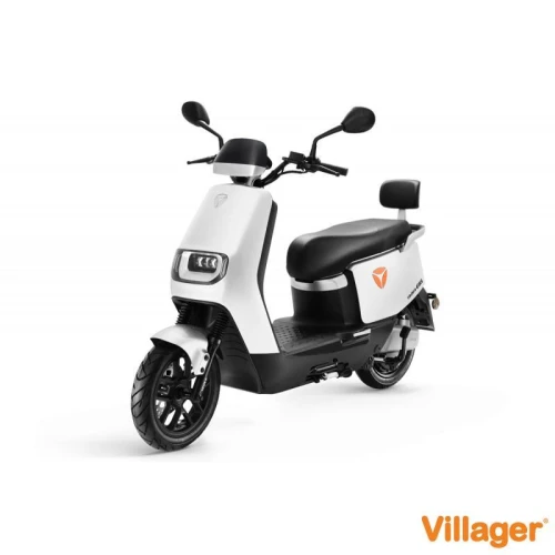 Scuter electric VILLAGER Yadea E8S 079989, 2 viteze, regenerare energie, far LED, acumulator Li-Ion 72 V, 38 Ah, incarcator rapid 10 A, alb