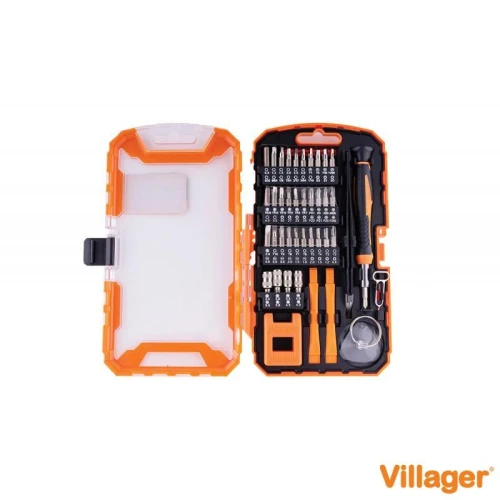 Set surubelnita si biti VILLAGER, 77 bucati, pentru electronisti