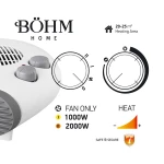 Aeroterma electrică BFH201 BÖHM, 3 trepte de putere 750/1000/2000W, suprafata de incalzire 20-25 m²