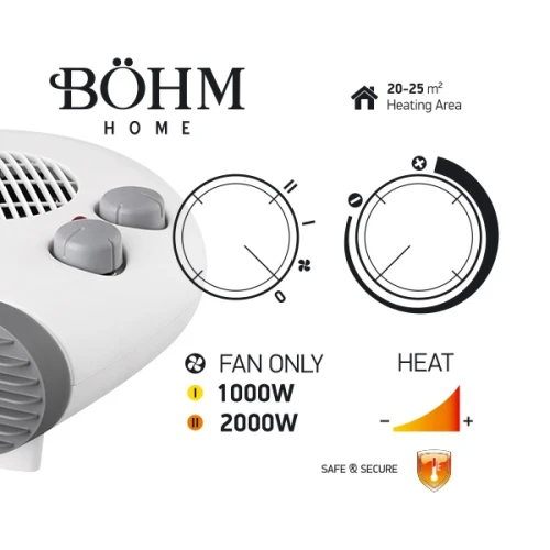 Aeroterma electrică BFH201 BÖHM, 3 trepte de putere 750/1000/2000W, suprafata de incalzire 20-25 m²