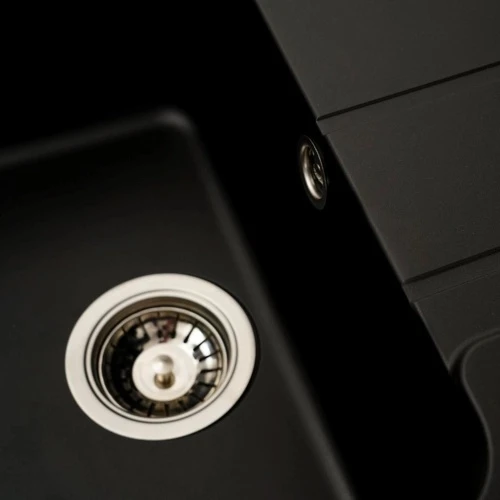 Chiuvetă din compozit de granit pentru bucătărie ELEFANT PREMIUM 7850 VERONA Negru 775 x 495 mm