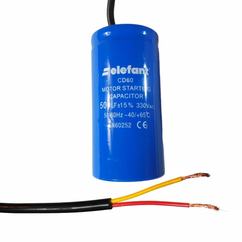 Condensator cu fire CD60 500µF 50x100mm 330V, Elefant