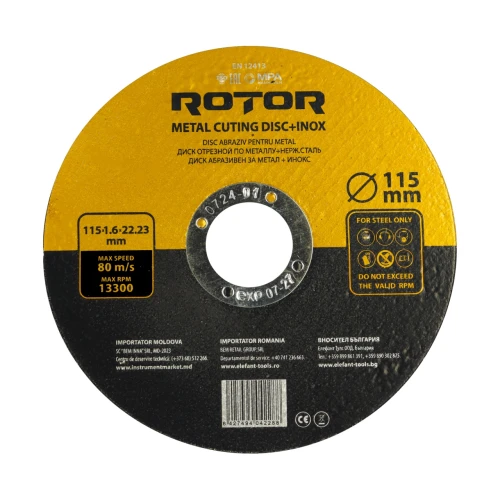 Disc abraziv pentru metal+inox ROTOR 115*1,6*22, 23