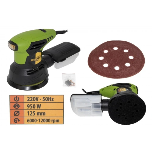 Masina de slefuit excentrica PROCRAFT EX950E, 240w, 12.000 rpm , 125mm