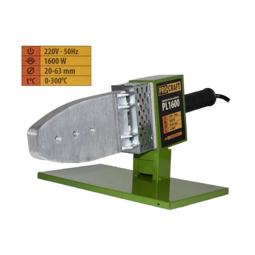 Plita PPR Procraft PL1600, 1.6 kW, bacuri 20 25 32 40 50 63 mm, ciocan de lipit tevi PPR