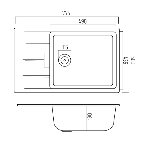 Chiuveta de bucatarie Elefant Premium Roma Negru metalic, 775x500 mm