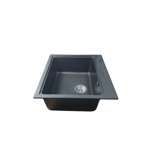 Chiuvetă din compozit de granit pentru bucătărie ELEFANT PREMIUM 5852 VESTA Negru metalic 580 x 518 mm