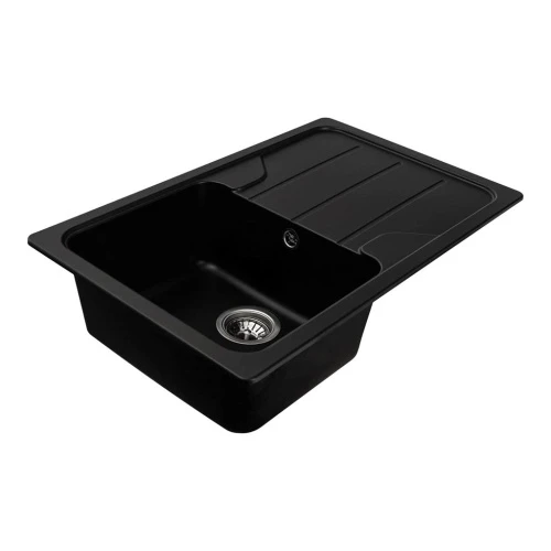 Chiuvetă din compozit de granit pentru bucătărie ELEFANT PREMIUM 7850 VERONA Negru 775 x 495 mm