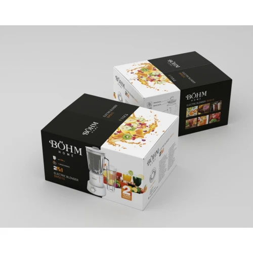 Blender 2 în 1 cu cupe din plastic și sticlă, 350 W , Material Fără BPA, BÖHM BM5010