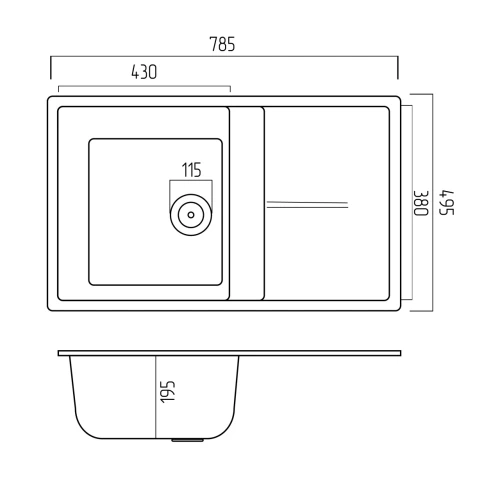 Chiuveta de bucatarie Elefant Premium Selena Negru 785x495mm