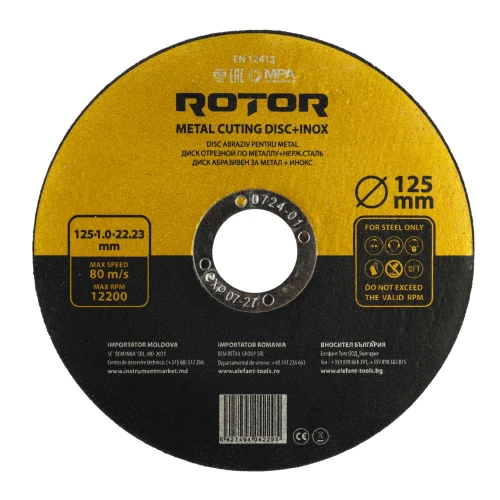 Disc abraziv pentru metal+inox ROTOR 125*1,0*22,23